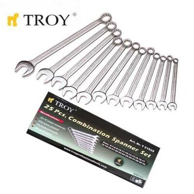 TROY 21512 Combination Spanner Set - 12Pcs, 6-22mm