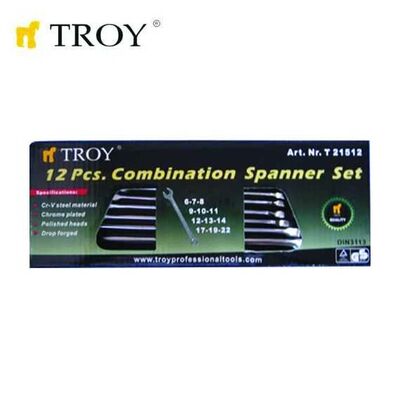 TROY 21512 Combination Spanner Set - 12Pcs, 6-22mm