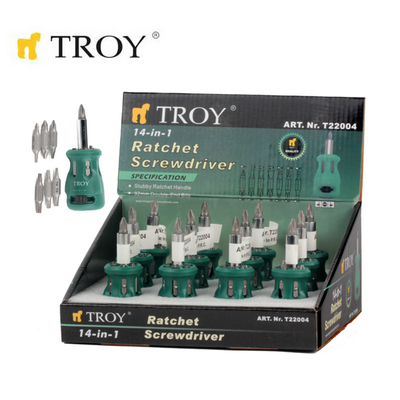 TROY 22004 Bits Uçlu Topaç Tornavida Seti, 1 Adet