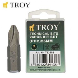 TROY - TROY 22202 Cr-V Bits Set, PH2x25mm, 24 Pcs