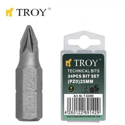 TROY 22210 Bits Uç Seti (PZ1x25mm, 24 Adet)