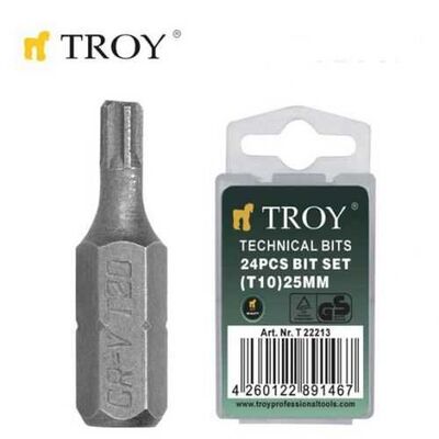 TROY 22213 Bits Uç Seti (T10x25mm, 24 Adet)