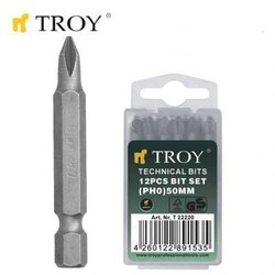 TROY - TROY 22222 Cr-V Bits Set, PH2x50mm, 12 Pcs