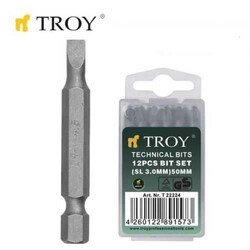 TROY - TROY 22224 Cr-V Bits Set, SL 3,0x50mm, 12 Pcs