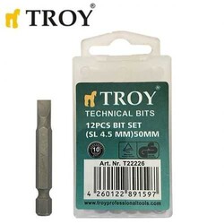 TROY - TROY 22226 Cr-V Bits Set, SL 4,5x50mm, 12 Pcs