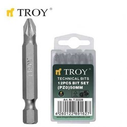 TROY - TROY 22229 Cr-V Bits Set, PZ0x50mm, 12 Pcs