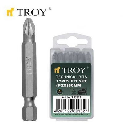 TROY 22231 Bits Uç Seti (PZ2x50mm, 12Adet)