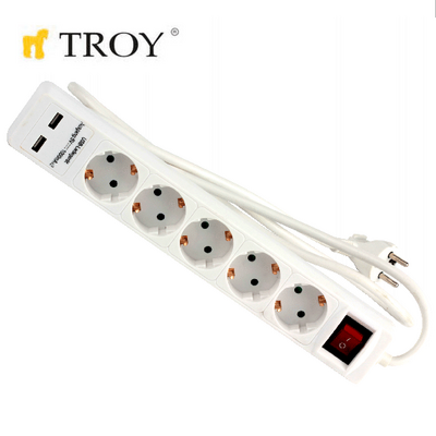 TROY 24025 5 Way Extension Cord w. USB