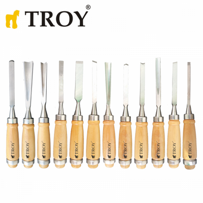 TROY 25004 Ahşap Oyma Bıçak Seti, 12 Parça