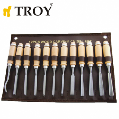 TROY 25004 Ahşap Oyma Bıçak Seti, 12 Parça