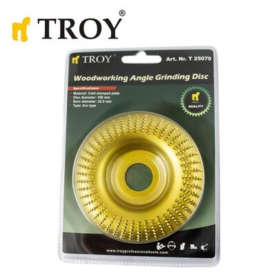 TROY 25070 Avuç Taşlamalar için Ahşap Törpü Diski, Toroidal, 100mm