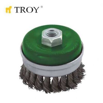 TROY 27708-75 Twist Knotted Cup Brush with Ring, 75mm