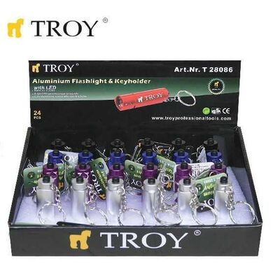 TROY 28086 Mini Flashlight with Keychain, 24 Pcs