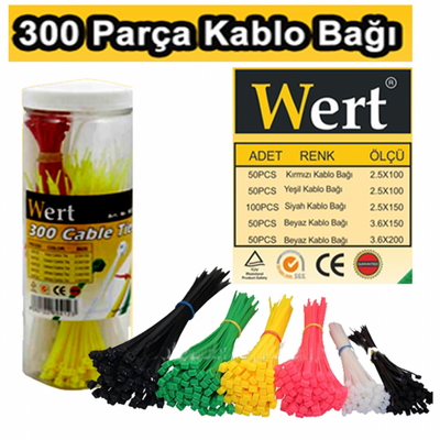 WERT 2430 Kablo Bağı Seti, 300 Parça